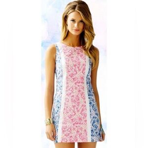 Lilly Pulitzer Delia Indigo Star Crush Print Vintage Dobby Shift Dress Size 6